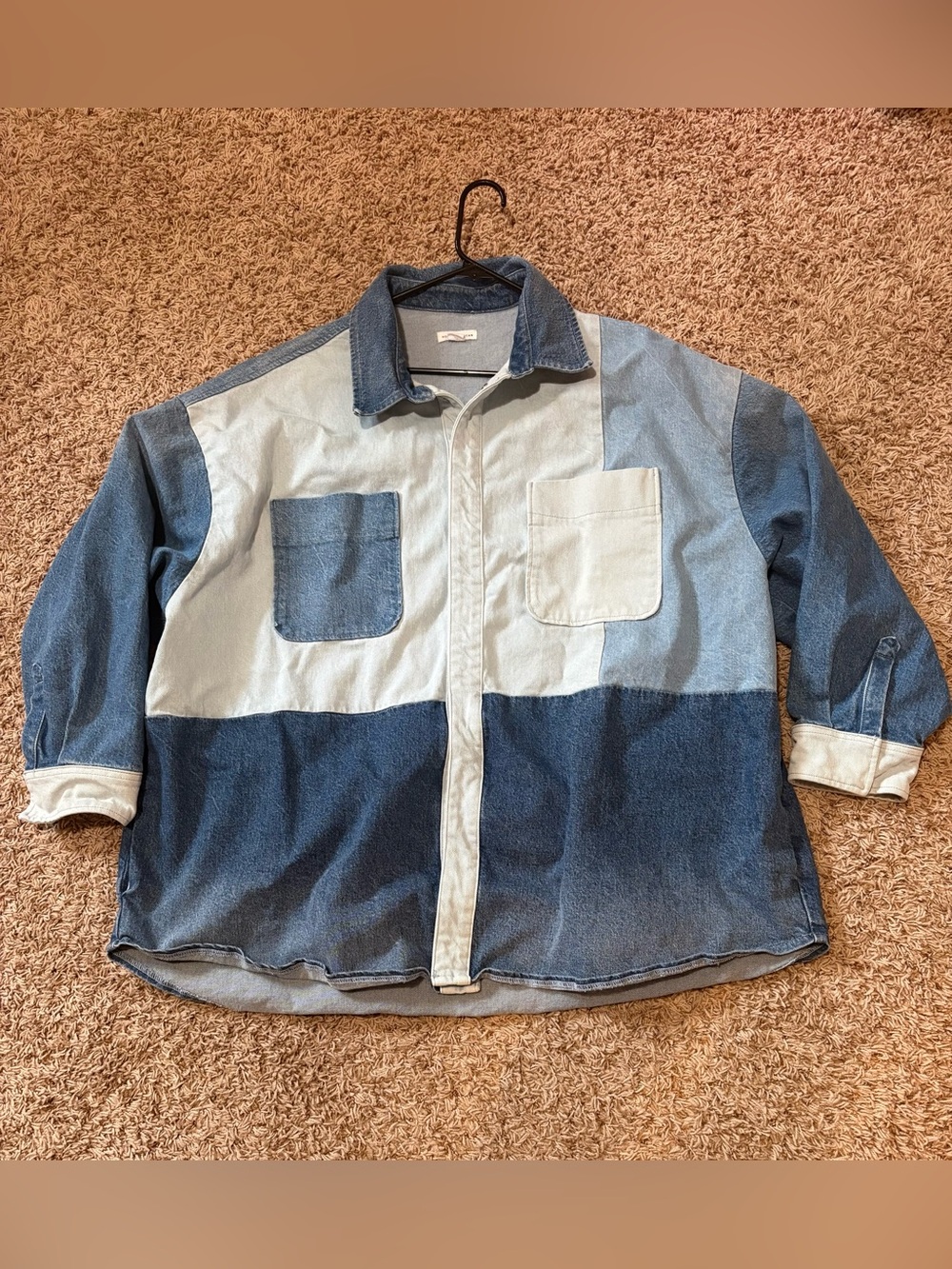 Good American Patchwork Denim Shacket/oversized shirt Womens size 2X/3X (5/6)